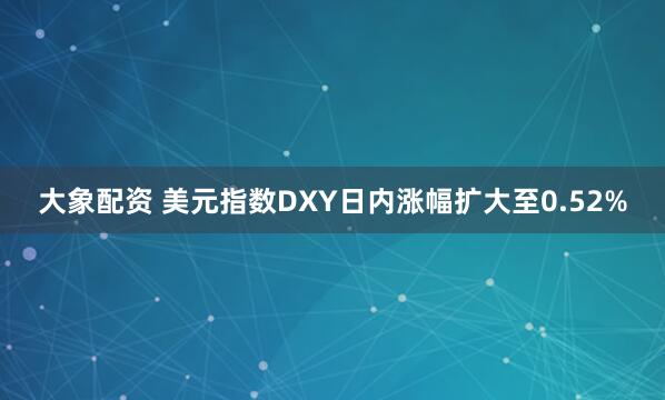 大象配资 美元指数DXY日内涨幅扩大至0.52%